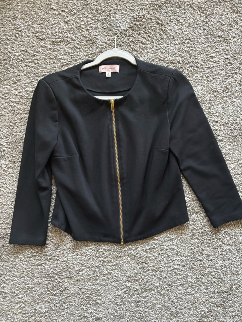 Philosophy Black Zip-Front Cropped Blazer